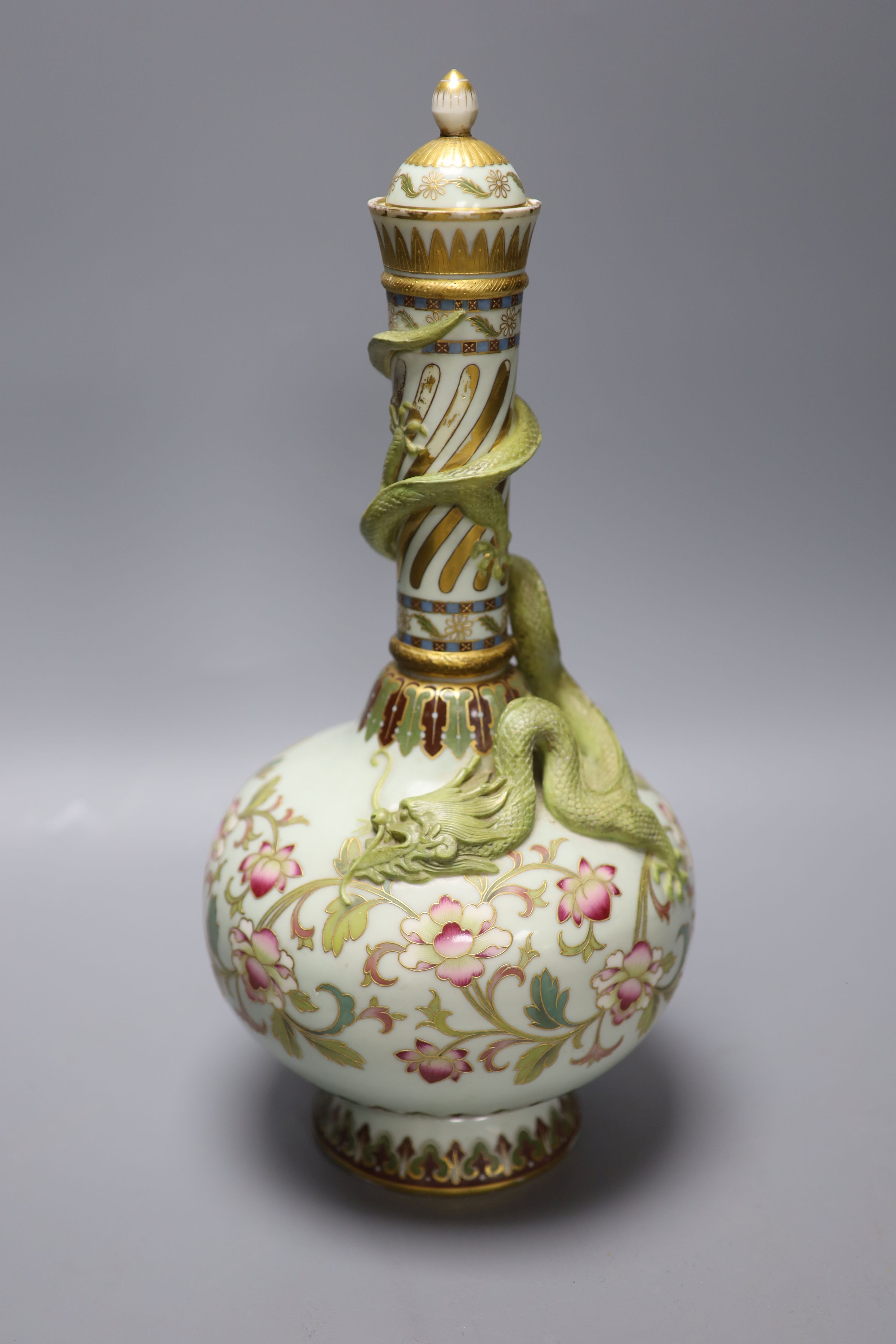 A Minton dragon bottle vase, in Japanese style c.1880, height 40cm